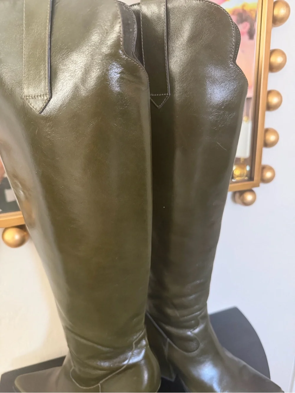 Free People Olive Green Leather Over-the-Knee Boots